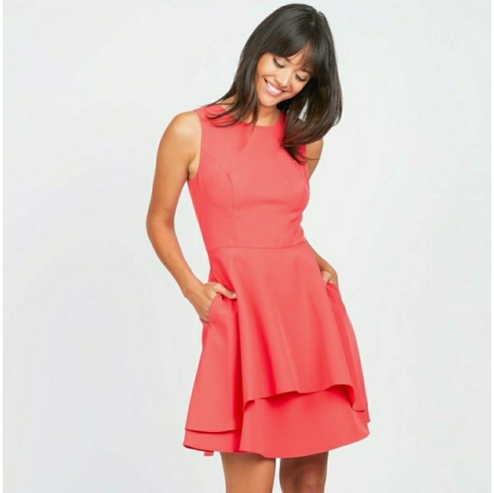 Vince Camuto pink flare dress 8 with pockets
